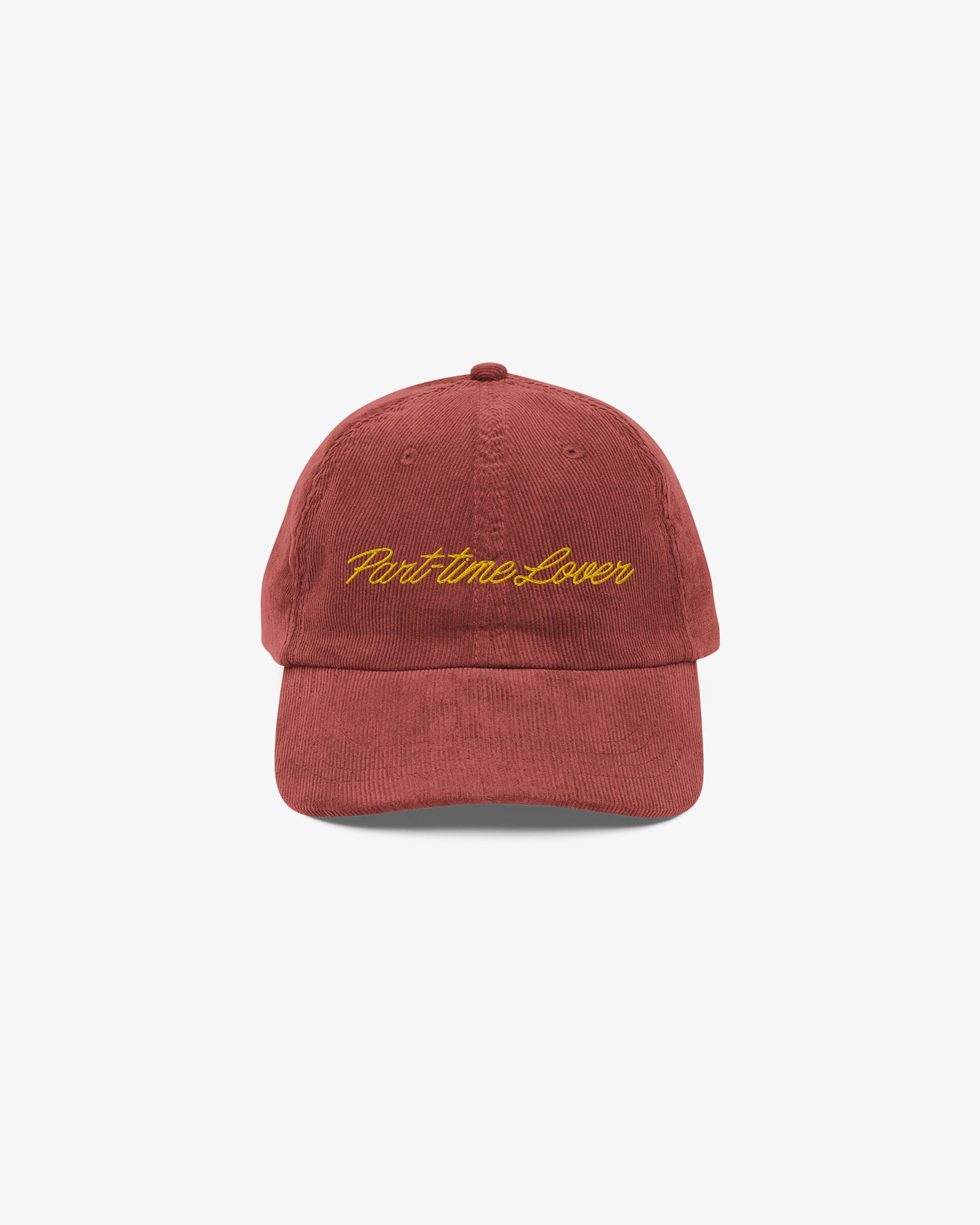 Lover Script Corduroy Cap - Rust/Yellow