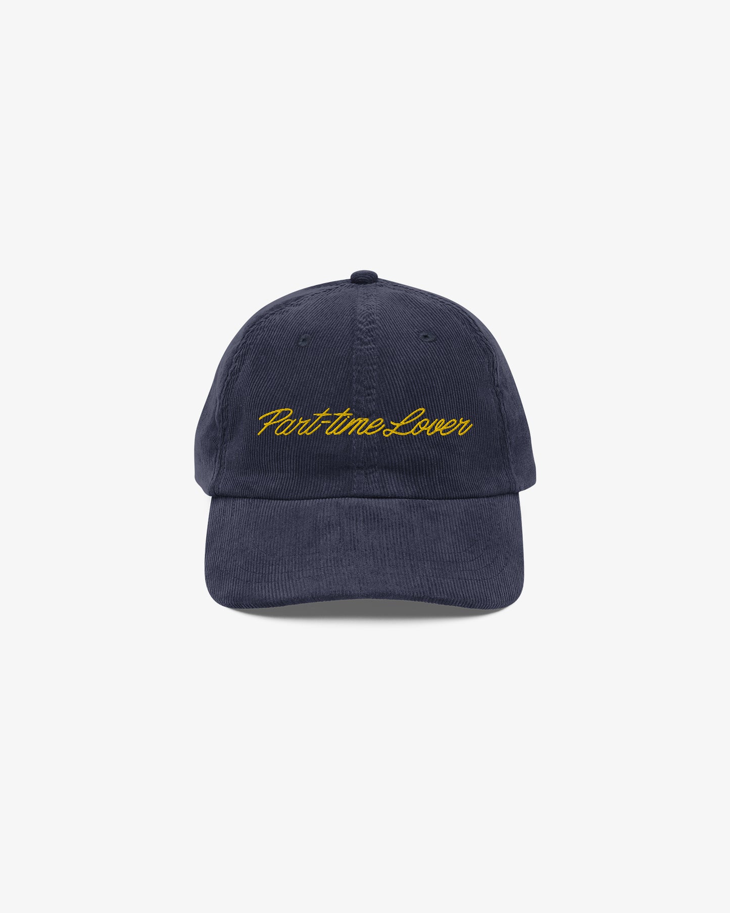 Lover Script Corduroy Cap - Navy/Yellow