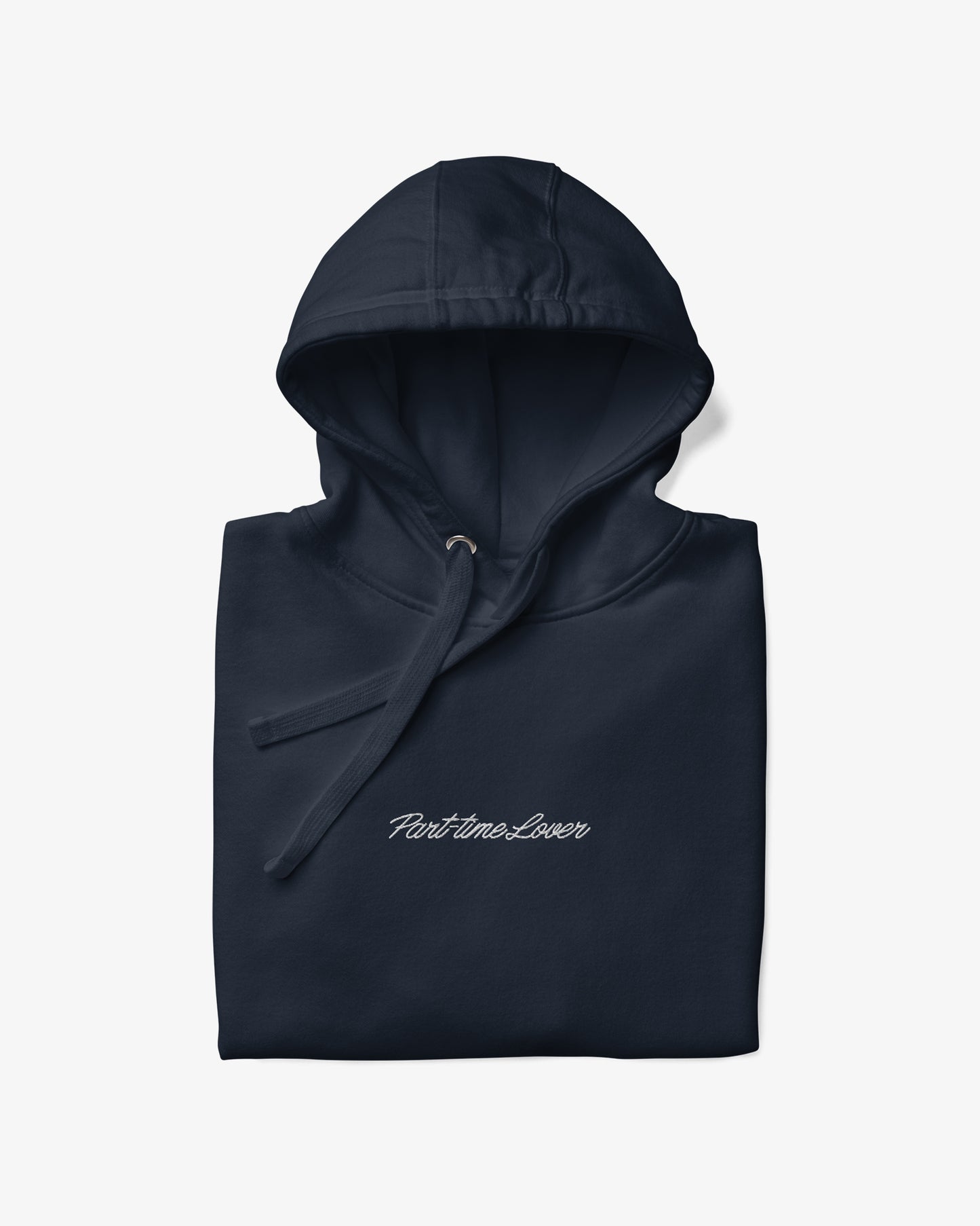 Lover Script Hoodie — Navy/White